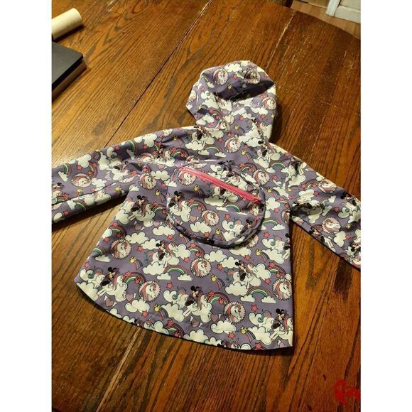 Girls Size 4 Disney Store Minnie Mouse Unicorn Packable Hooded Jacket Ears - Picture 8 of 10